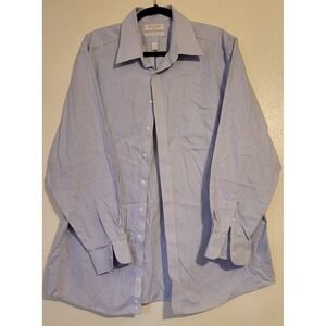 Roundtree & Yorke Gold Label Dress Shirt Mens 17/ 35 White & Blue No Iron